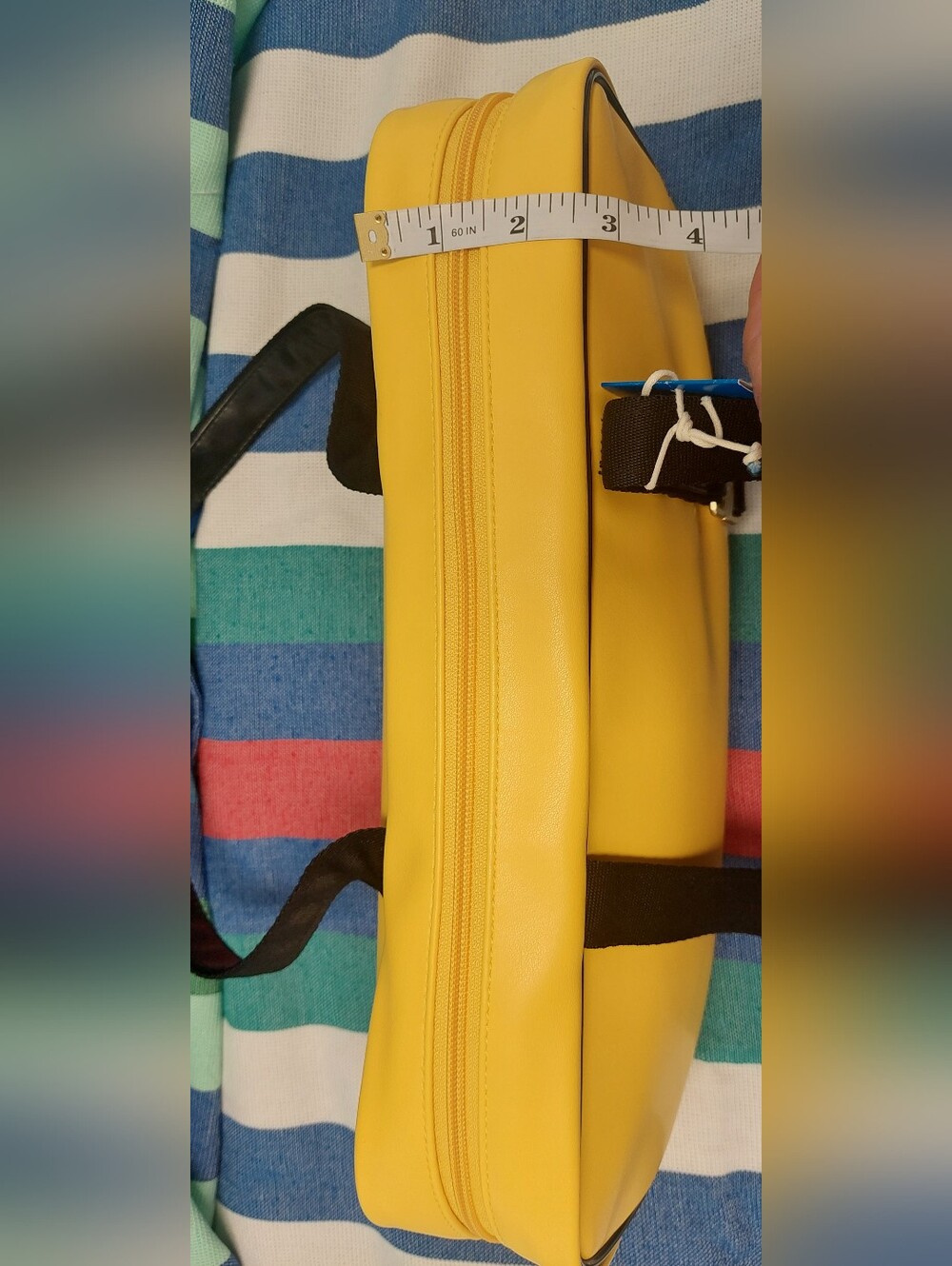 Adidas Yellow Vinyl Shoulder Bag with Black Trim - Picture 8 of 10